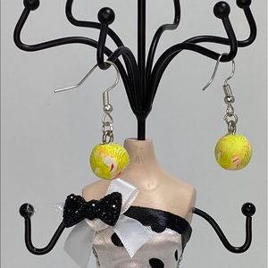 Unique Handmade Polymer Clay Bead Dangle Earrings